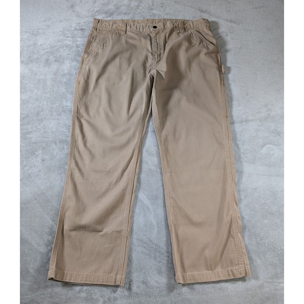 Carhartt Relaxed Straight Twill Dungaree Pants 40x30 Khaki Workwear - Picture 2 of 11